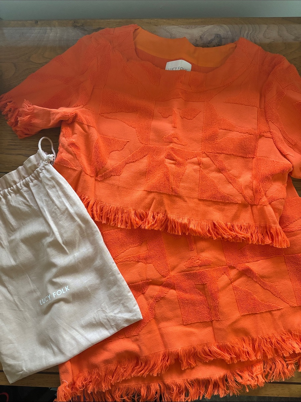 Lucy Folk Papaya Wave Crop Top and Skirt